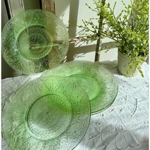 Vintage Indiana Chantilly Green 10 1/4" Set of 4 Dinner Plates – Mid Century